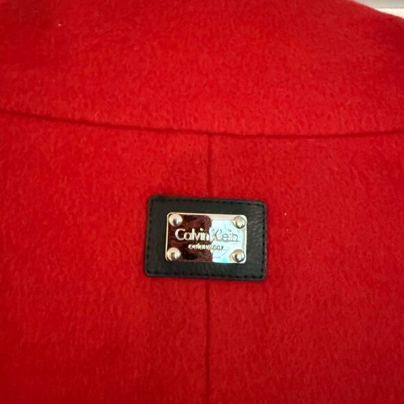 Calvin Klein bold red wool cashmere blend wrap peacoat size 10 - Picture 7 of 15